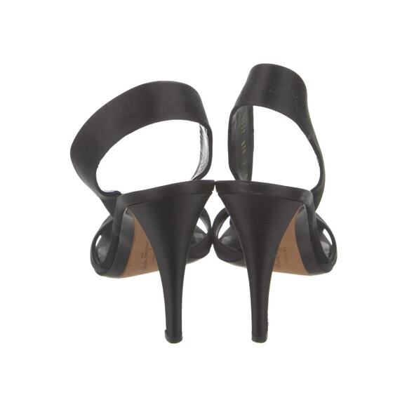 Salvatore Ferragamo Black Satin Slingback Open Toe Heels Sandals Size 7.5 - Picture 3 of 6